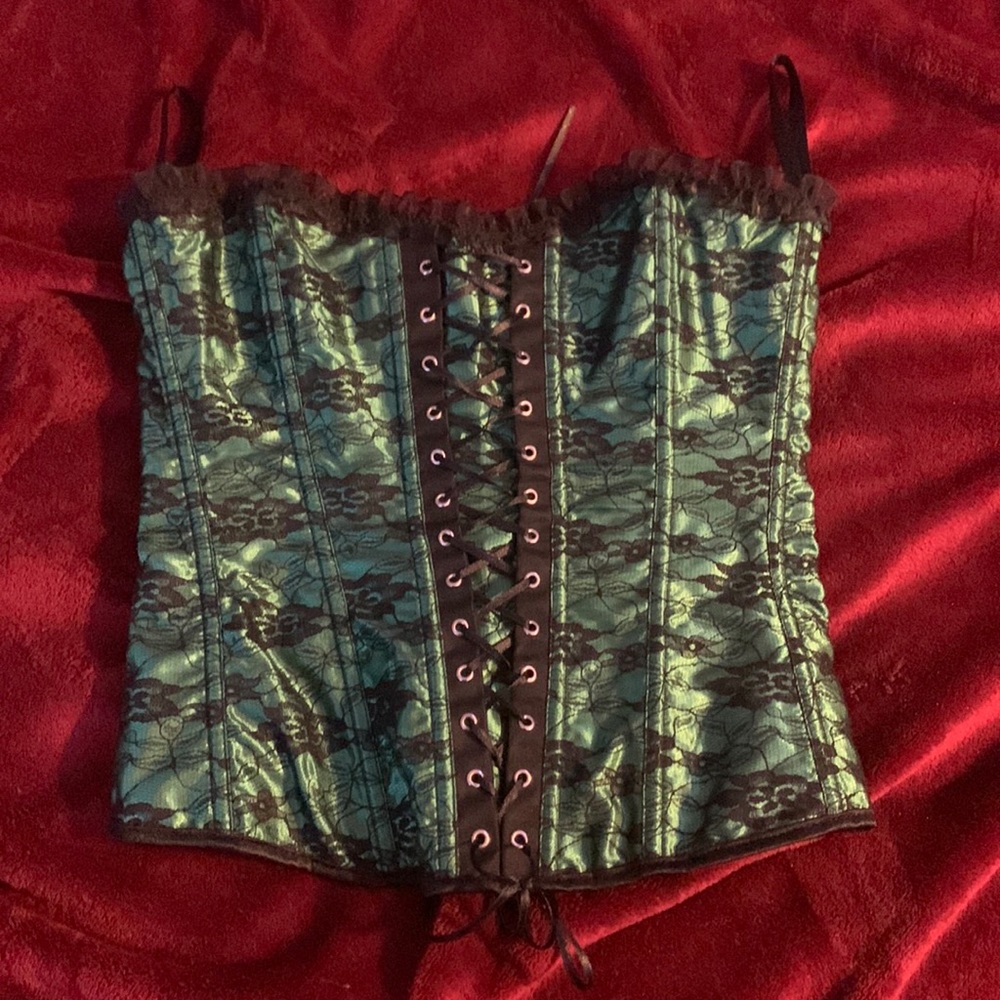 bright green with a lace corset size m